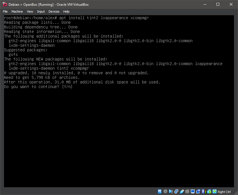 Running 'apt install tint2 lxappearance xcompmgr'